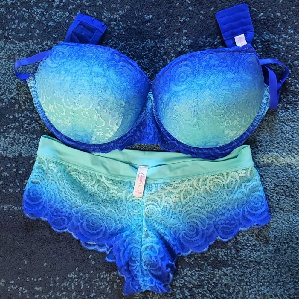 Candie's Blue & Turquoise Ombre Bra Set